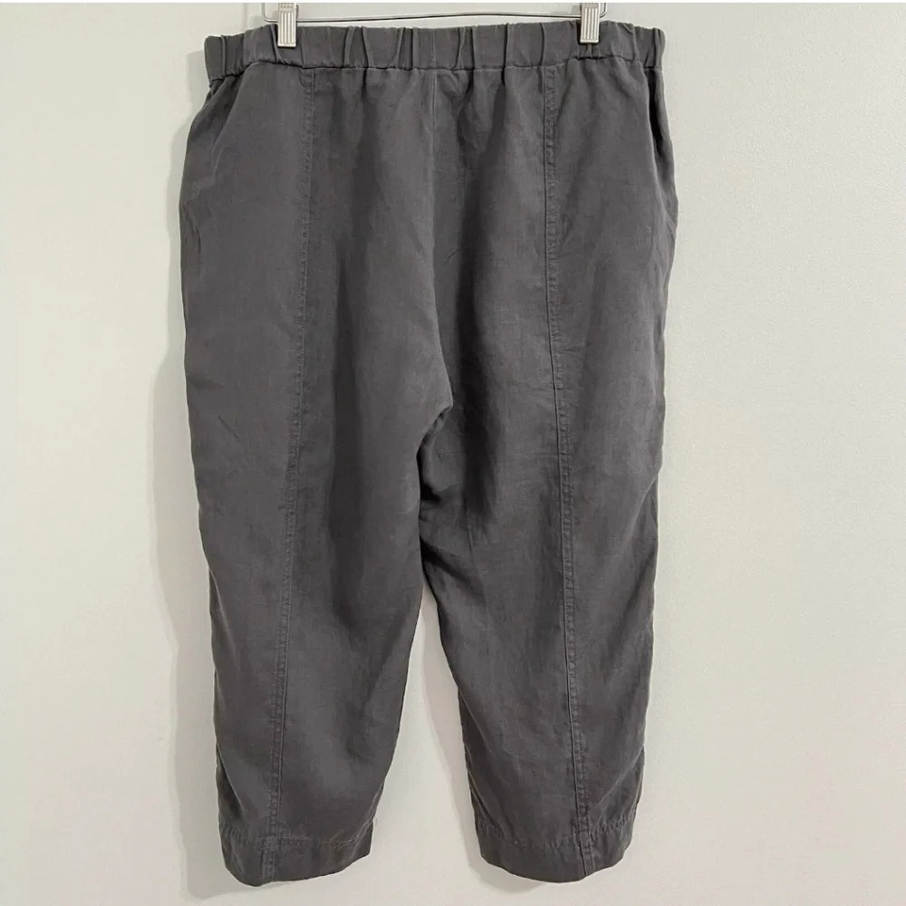 Ellen Tracy linen Pull-on elastic waistband pants Cropped large - Picture 2 of 7